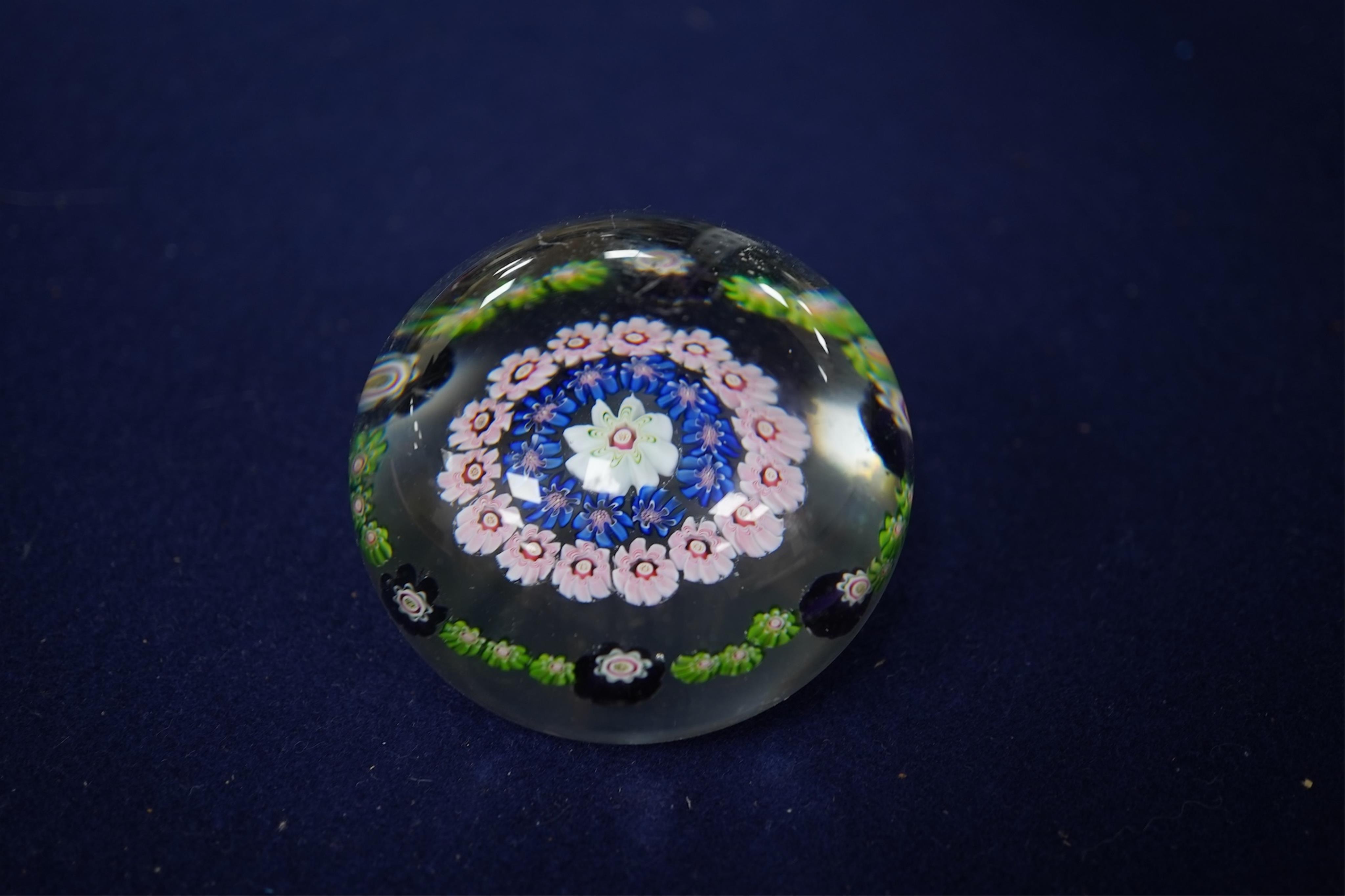 A Mid 19th century French glass millefiori paperweight, 6.5cm wide